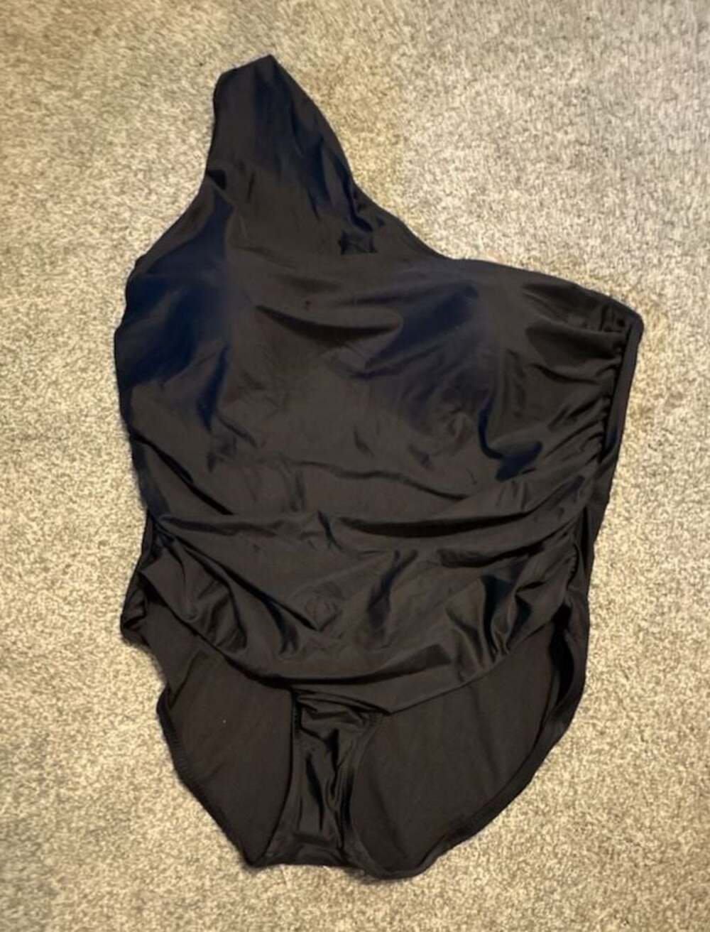 J.Crew Black One Shoulder Ruched One Piece Swimsuit Size 24 NWT